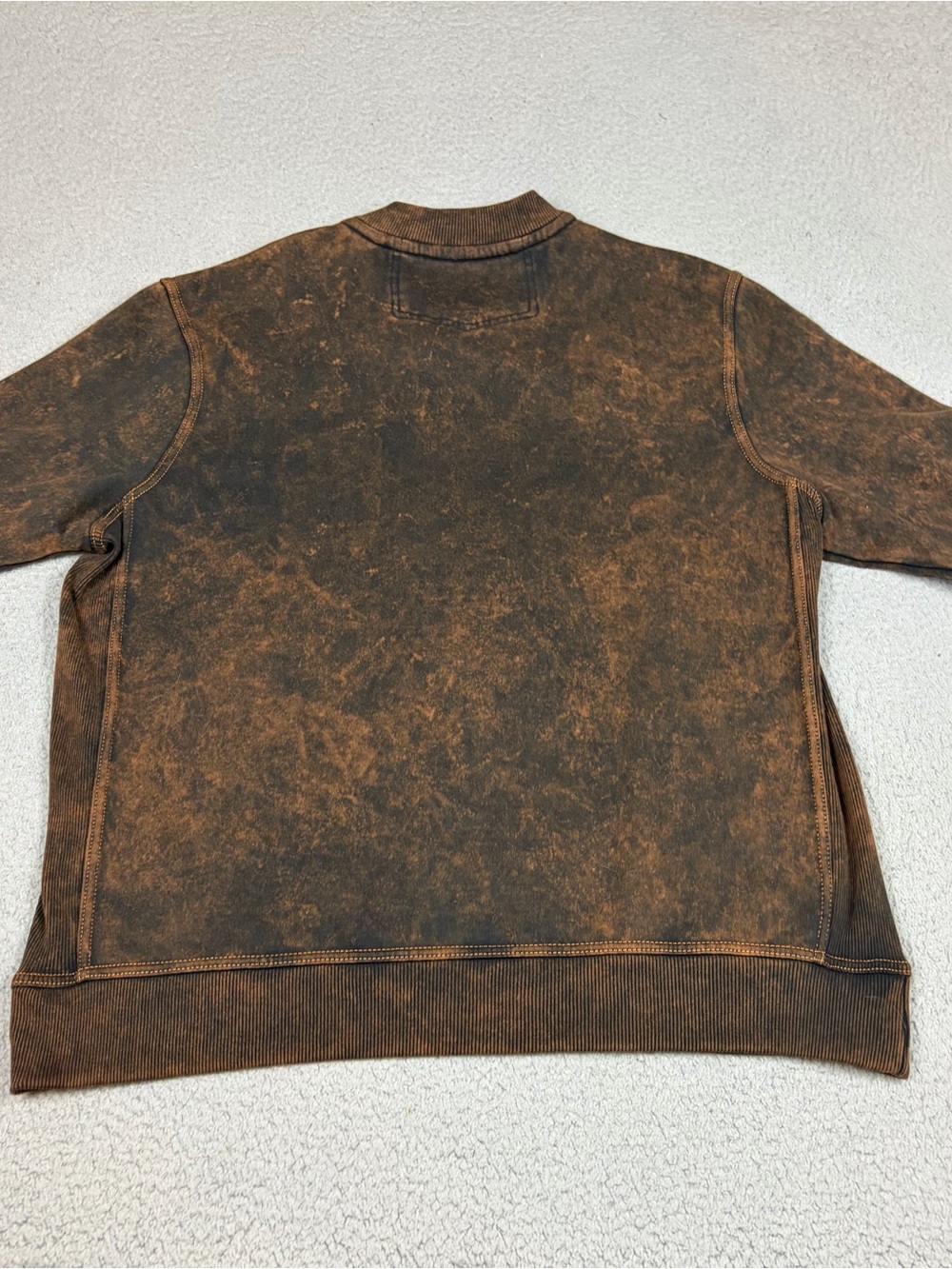 32 Bar Blues Henley Sweatshirt Men's XL Washed Brown Crewneck Heavy - Picture 7 of 9